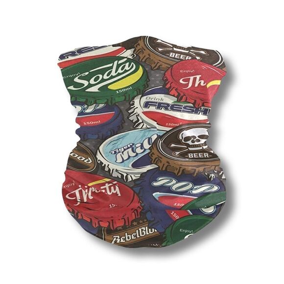 Retro Bottle Cap Design Neck Gaiter - Picture 1 of 9